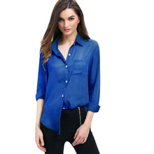 Load image into Gallery viewer, Women Full Sleeves Solid Pocket Formal and Casual Shirt