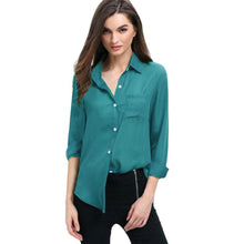 Load image into Gallery viewer, Women Full Sleeves Solid Pocket Formal and Casual Shirt