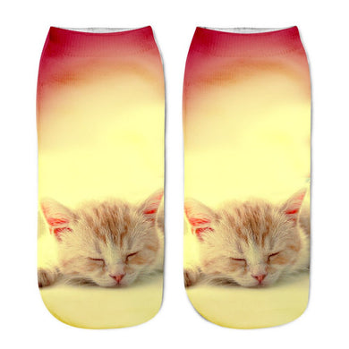 High quality fashion One Size Fits Most Cat Printed Casual Socks Polyester material
