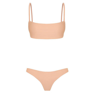 Women Solid Wire Free Polyester Plunge Back Closure Sexy Bikini Bra Brief