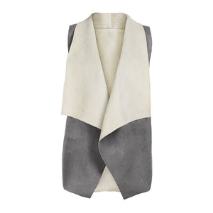 Women Vest Type Turn-down Collar Long Sleeve Jacket