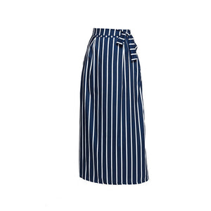 Vertical Striped Ankle-length Vintage Long Skirt Casual Women Wear