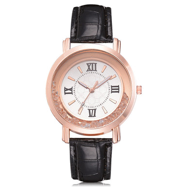 Women Fashion Luxury respite Set Auger Leather Stainless Steel Quartz Watch
