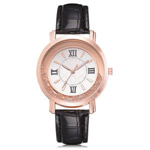 Women Fashion Luxury respite Set Auger Leather Stainless Steel Quartz Watch