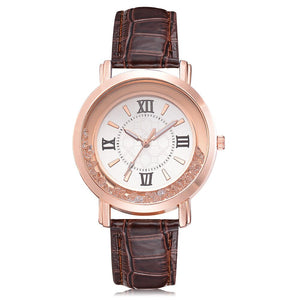 Women Fashion Luxury respite Set Auger Leather Stainless Steel Quartz Watch