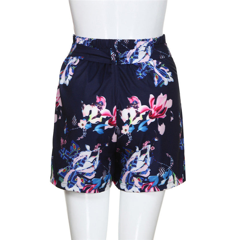 Women High Waist Sexy Hot Summer Cotton Big Flower Printed Shorts