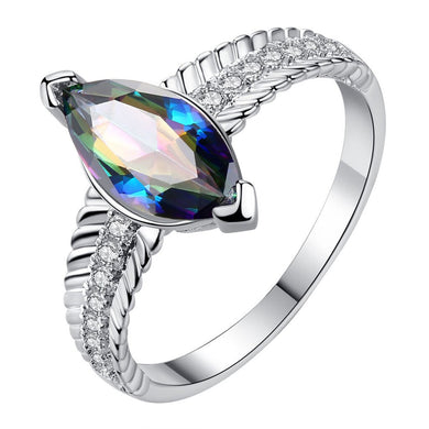 Women Trendy Fashion Party Irregular Shape Horse Eye Colorful Jewelry Gift Rings