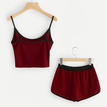 Load image into Gallery viewer, Women Regular O-neck Sleeveless crop top Set Elastic Waist Mini Skirt Daily Wear Shorts Outfit