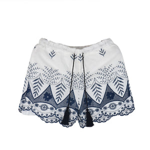 Summer Wear Shorts Fashion Women Lace and Embroidery Cotton Mid Waist Shorts
