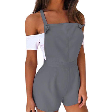 Women High Waist Playsuit Above Knee Mini Shorts Elastic Waist Regular Women's Summer jumpsuit