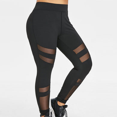 Women Fashion Mesh Cloth Tight Elastic Leggings Mesh Patchwork Pencil Pants