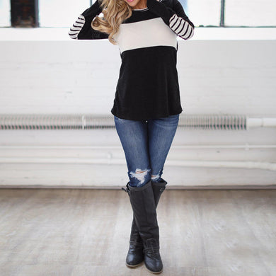 Women Regular Elbow patch Rayon Long Sleeve Loose Tops