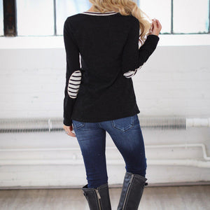 Women Regular Elbow patch Rayon Long Sleeve Loose Tops