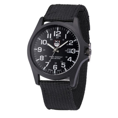 Men Casual Quartz Stainless Steel Buckle Glass Canvas Band Watch
