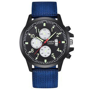 Men Luxury Alloy Buckle Water Resistance Glass Nylon Band Quartz Wristwatches