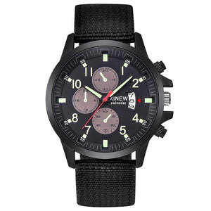 Men Luxury Alloy Buckle Water Resistance Glass Nylon Band Quartz Wristwatches
