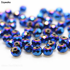 Isywaka Mixed Colors 4*6mm 50pcs Rondelle  Austria faceted Crystal Glass Beads Loose Spacer Round Beads for Jewelry Making