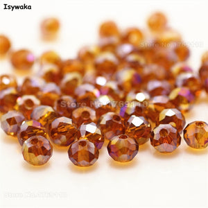 Isywaka Mixed Colors 4*6mm 50pcs Rondelle  Austria faceted Crystal Glass Beads Loose Spacer Round Beads for Jewelry Making