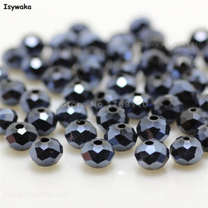 Isywaka Mixed Colors 4*6mm 50pcs Rondelle  Austria faceted Crystal Glass Beads Loose Spacer Round Beads for Jewelry Making