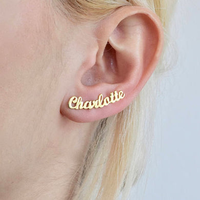 1 Pair Personalized Custom Name Earrings For Women Customize Initial Cursive Nameplate Stud Earring Gift For Best Friend Girls