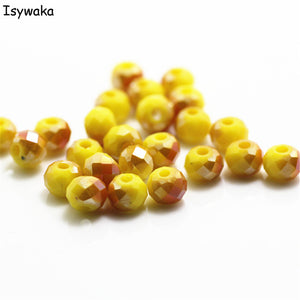 Isywaka Mixed Colors 4*6mm 50pcs Rondelle  Austria faceted Crystal Glass Beads Loose Spacer Round Beads for Jewelry Making