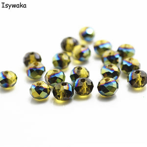 Isywaka Mixed Colors 4*6mm 50pcs Rondelle  Austria faceted Crystal Glass Beads Loose Spacer Round Beads for Jewelry Making