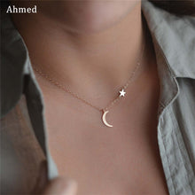 Load image into Gallery viewer, Ahmed Simple Star &amp; Moon Pendant Necklace For Women New Bijoux Maxi Statement Necklaces Collier Fashion Jewelry