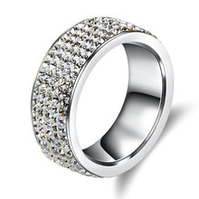 Load image into Gallery viewer, Chanfar 5 Rows Crystal Stainless Steel Ring Women for  Elegant Full Finger Love Wedding Engagement Rings Jewelry Men