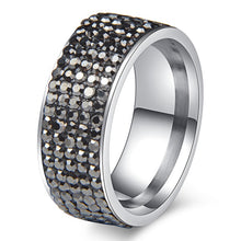 Load image into Gallery viewer, Chanfar 5 Rows Crystal Stainless Steel Ring Women for  Elegant Full Finger Love Wedding Engagement Rings Jewelry Men