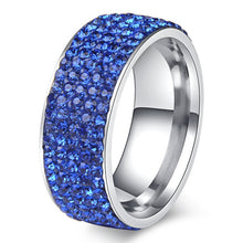Load image into Gallery viewer, Chanfar 5 Rows Crystal Stainless Steel Ring Women for  Elegant Full Finger Love Wedding Engagement Rings Jewelry Men