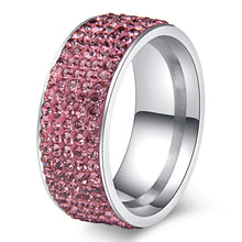 Load image into Gallery viewer, Chanfar 5 Rows Crystal Stainless Steel Ring Women for  Elegant Full Finger Love Wedding Engagement Rings Jewelry Men