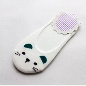 Hot Women Invisible Cotton Socks No Show Nonslip Loafer Liner Low Cut Cartoon Animal Lady Necessity N