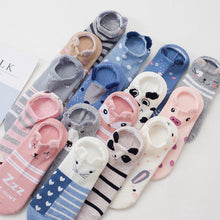 Load image into Gallery viewer, women cotton socks stereoscopic Cute Animal Female Kawaii Cat With Dog Summer Short Socks Women Casual Soft Funny Socks