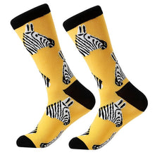 Load image into Gallery viewer, MYORED 1 pair men socks combed cotton cartoon animal bird shark zebra corn watermelon sea food geometric novelty funny socks