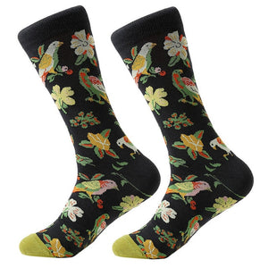 MYORED 1 pair men socks combed cotton cartoon animal bird shark zebra corn watermelon sea food geometric novelty funny socks