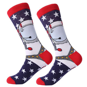 MYORED 1 pair men socks combed cotton cartoon animal bird shark zebra corn watermelon sea food geometric novelty funny socks