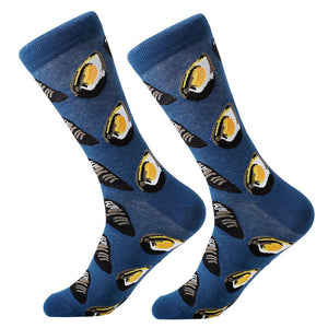 MYORED 1 pair men socks combed cotton cartoon animal bird shark zebra corn watermelon sea food geometric novelty funny socks