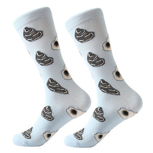 MYORED 1 pair men socks combed cotton cartoon animal bird shark zebra corn watermelon sea food geometric novelty funny socks