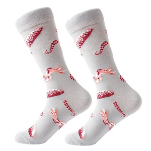 MYORED 1 pair men socks combed cotton cartoon animal bird shark zebra corn watermelon sea food geometric novelty funny socks