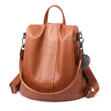 Load image into Gallery viewer, HERALD FASHION Quality Leather Anti-thief Women Backpack Large Capacity Hair Ball School Bag for Teenager girls Male Travel Bags
