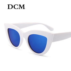 DCM Vintage Sunglasses Women Cat eye Sunglass Retro Sun glasses Female Pink Mirror Eyewear