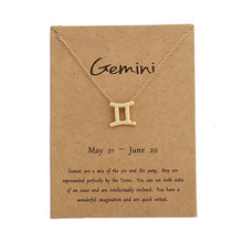Load image into Gallery viewer, 12 Constellation Pendant Necklace Zodiac Sign Necklace Birthday Gifts Message Card for Women Girl
