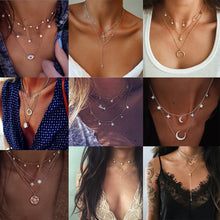 Load image into Gallery viewer, Bls-miracle Bohemian Multi layer Pendant Necklaces For Women Fashion Golden Geometric Charm Chains Necklace Jewelry Wholesale