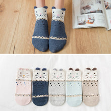 Load image into Gallery viewer, 5Pairs New Arrivl Women Cotton Socks Pink Cute Cat Ankle Socks Short  Socks Casual Animal Ear Red Heart Gril Socks 35-40
