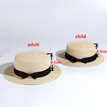 Load image into Gallery viewer, 2019 simple Summer Parent-child Beach Hat Female Casual Panama Hat Lady Brand Women Flat brim Bowknot Straw cap girls Sun Hat