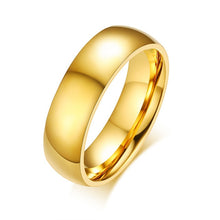 Load image into Gallery viewer, Vnox Personalized Gold-color Wedding Bands Ring for Women Men Jewelry 6mm Stainless Steel Engagement Ring Anniversary Gift