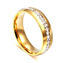 Load image into Gallery viewer, Vnox Personalized Gold-color Wedding Bands Ring for Women Men Jewelry 6mm Stainless Steel Engagement Ring Anniversary Gift