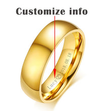Load image into Gallery viewer, Vnox Personalized Gold-color Wedding Bands Ring for Women Men Jewelry 6mm Stainless Steel Engagement Ring Anniversary Gift