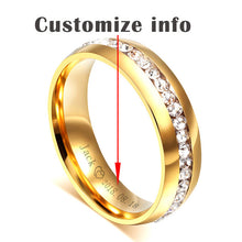 Load image into Gallery viewer, Vnox Personalized Gold-color Wedding Bands Ring for Women Men Jewelry 6mm Stainless Steel Engagement Ring Anniversary Gift