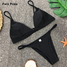 Load image into Gallery viewer, 9 Colors Solid Bikini Set 2019 Sexy Push Up Swimwear Women Brazilian Swimsuit Low Waist Biquini Halter Two Pieces Bathing Suit